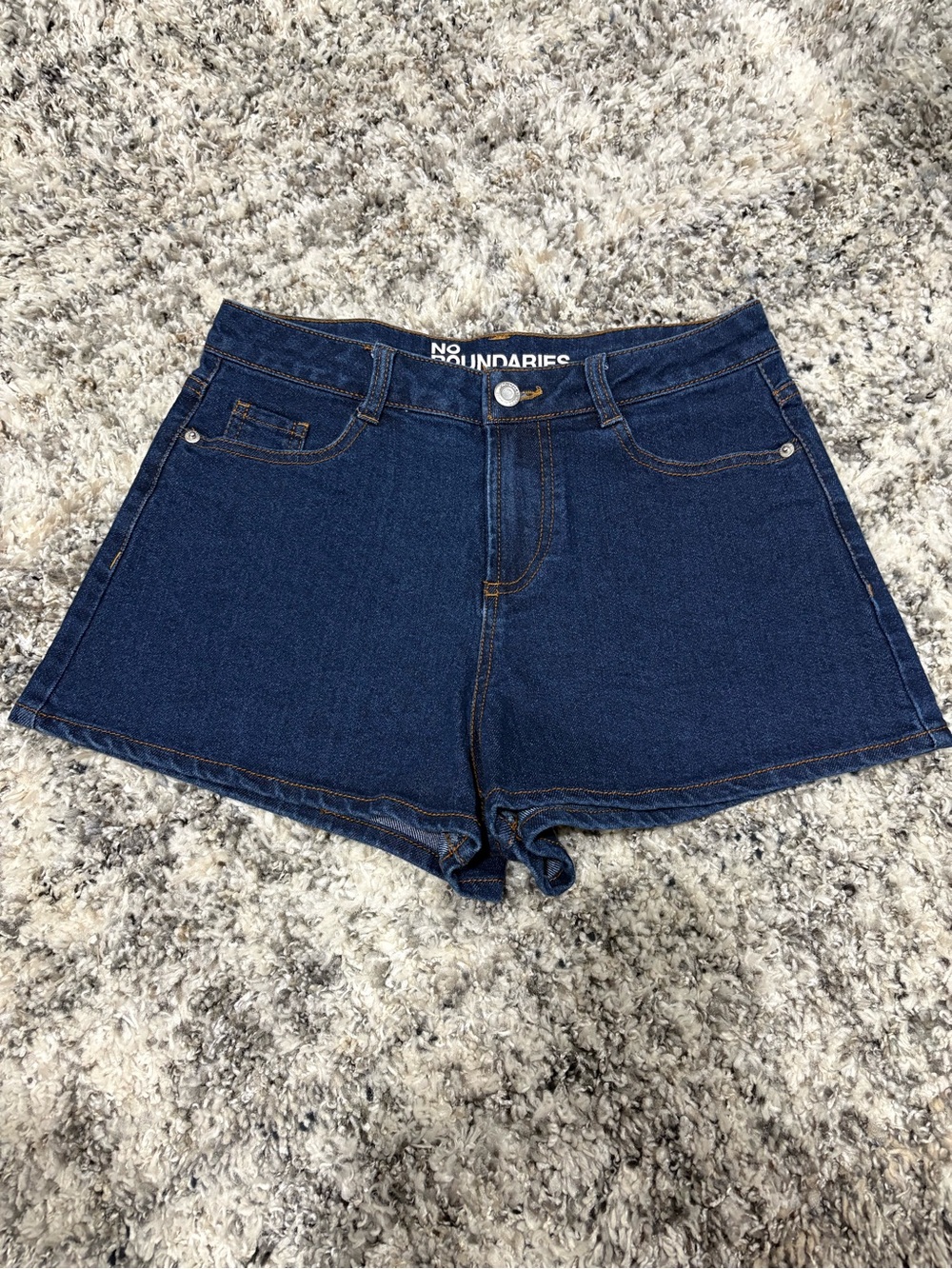 No Boundaries Women's Dark Blue Denim Jean Shorts - Classic Five-Pocket